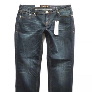 Grace in LA boyfriend fit dark wash jeans